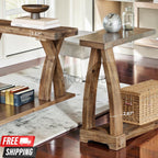 63" Solid Wood Farmhouse Console Table