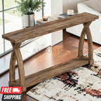 63" Solid Wood Farmhouse Console Table
