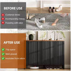 Narrow Wooden Shoe Cabinet with 3 Doors, Entryway Hidden Storage