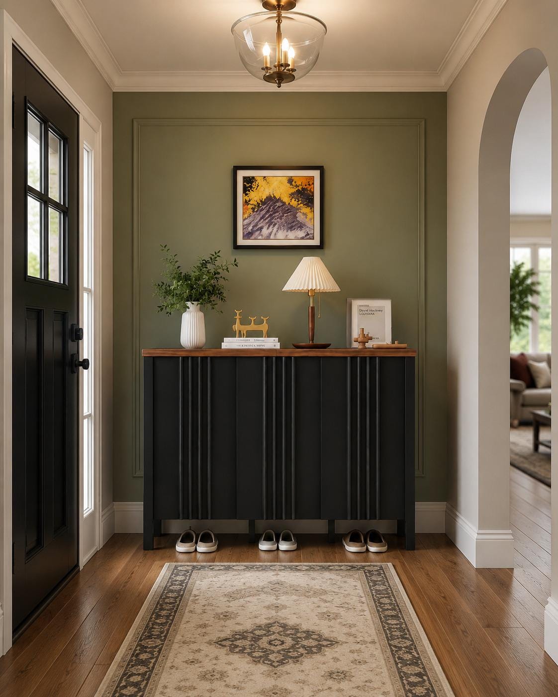 Narrow Wooden Shoe Cabinet with 3 Doors, Entryway Hidden Storage