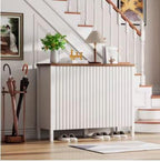 Narrow Wooden Shoe Cabinet with 3 Doors, Entryway Hidden Storage