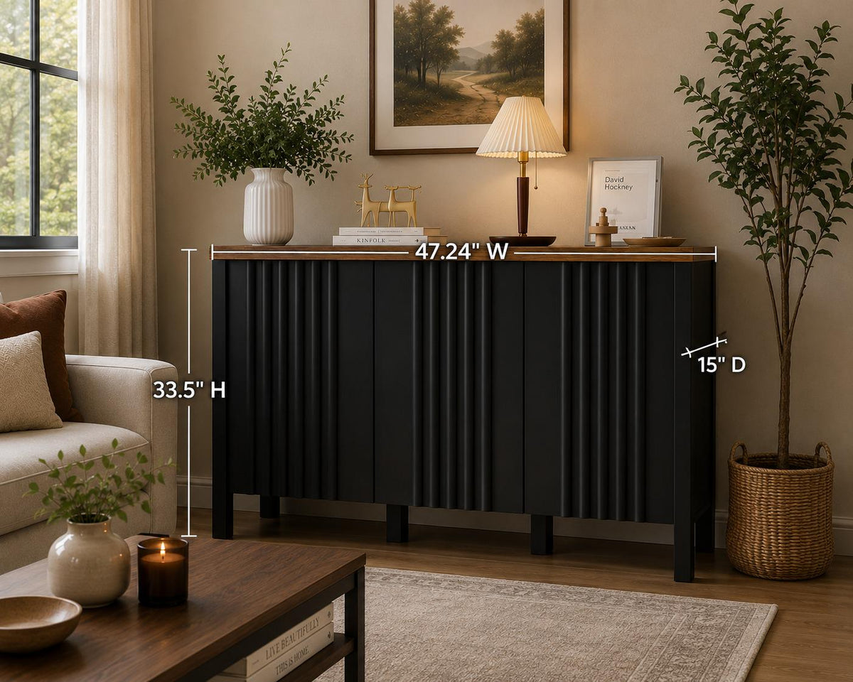 Narrow Wooden Shoe Cabinet with 3 Doors, Entryway Hidden Storage