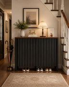 Narrow Wooden Shoe Cabinet with 3 Doors, Entryway Hidden Storage