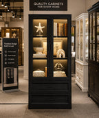 Display Cabinet with LED Lights, 67" Bookcase with Drawers, Curio Storage Case