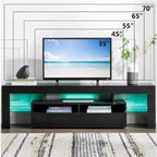 63-Inch High Gloss Media Console with RGB LED Lighting and Storage Drawers