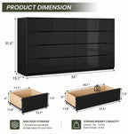 Black 10 Drawer Dresser, 55" Wide High Gloss Modern Storage Cabinet