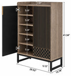 Grey Five-Tier Shoe Cabinet with Doors, Modern Storage Rack (25 Pairs)