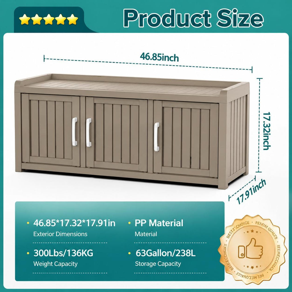 Shoe Cabinet, Storage Bench, with Adjustable Shelves