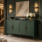 59" Modern Sideboard Buffet Cabinet with Storage, Adjustable Shelves & Carved Bronze Handles, Wood Buffet Cabinet for Dining Room Entryway