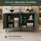59" Modern Sideboard Buffet Cabinet with Storage, Adjustable Shelves & Carved Bronze Handles, Wood Buffet Cabinet for Dining Room Entryway