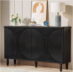 Sideboard Storage Cabinet with Doors for Living Room, Kitchen, and Dining Area - Black