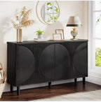 Sideboard Storage Cabinet with Doors for Living Room, Kitchen, and Dining Area - Black