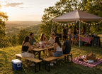6 Foot Folding Picnic Table with Benches, Weather-Resistant Wood Beer Camping Table w/Carrying Handles