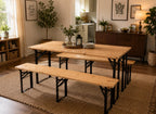 6 Foot Folding Picnic Table with Benches, Weather-Resistant Wood Beer Camping Table w/Carrying Handles