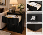 Black Fluted Nightstand Set of 2, 3 Drawer Bedside Tables, Modern End Tables for Bedroom, Living Room Storage Cabinet, Customized
