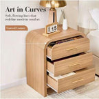 Set of 2 Fluted Storage End Tables with Charging Station, Modern Wood Nightstands